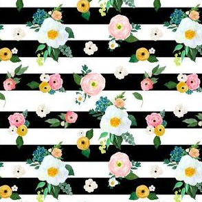 4" Spring Blooms Black and White Stripes
