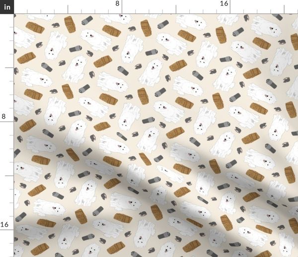 Tiny American Eskimo Dog Barn Hunting Spoonflower