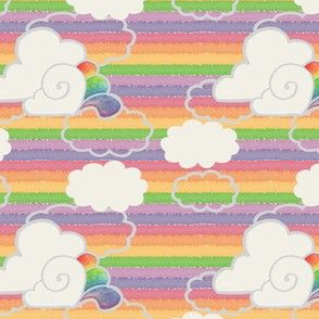 Rainbow Watercolor stripes and rainbow clouds