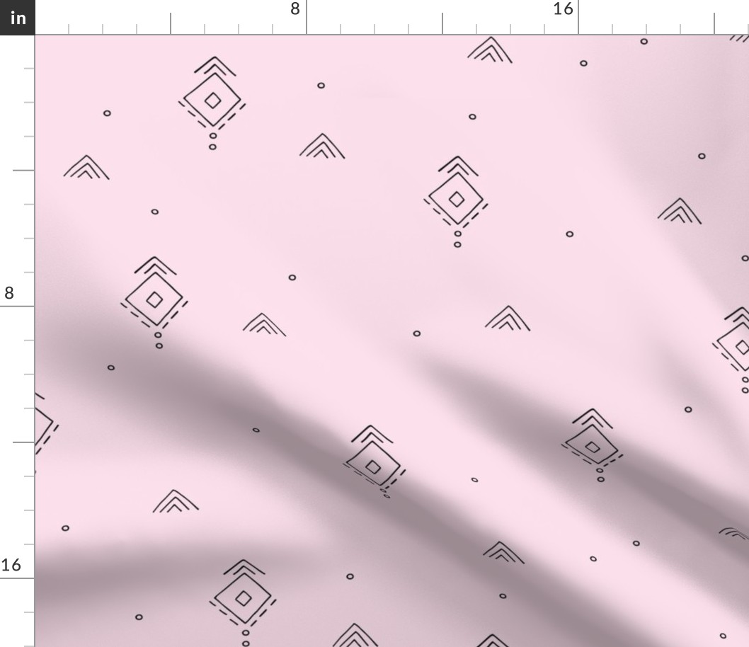 Geometric minimal indian summer mudcloth abstract aztec kilim design pink JUMBO