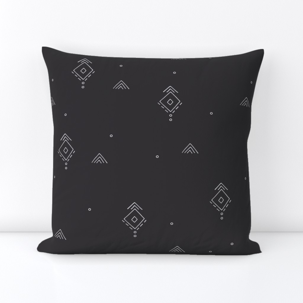 Geometric minimal indian summer mudcloth abstract aztec kilim design charcoal gray JUMBO