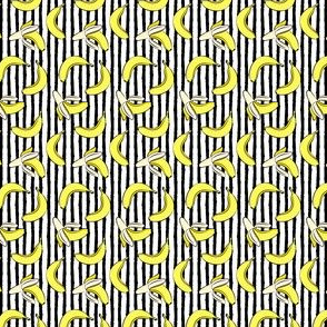 (small scale) bananas on stripes (black) (90) C19BS