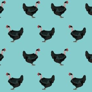 naked neck chicken fabric - chicken fabric, chickens fabric, chicken breed fabric, cockarel fabric, rooster fabric - blue