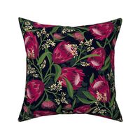 Sugarbush - Protea Floral Black Medium Scale