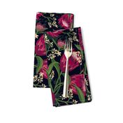 Sugarbush - Protea Floral Black Medium Scale