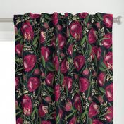 Sugarbush - Protea Floral Black Large Scale