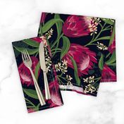 Sugarbush - Protea Floral Black Large Scale