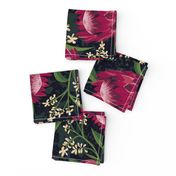 Sugarbush - Protea Floral Black Large Scale