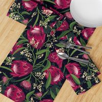 Sugarbush - Protea Floral Black Large Scale