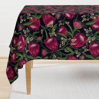 Sugarbush - Protea Floral Black Large Scale