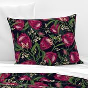 Sugarbush - Protea Floral Black Large Scale