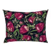 Sugarbush - Protea Floral Black Large Scale