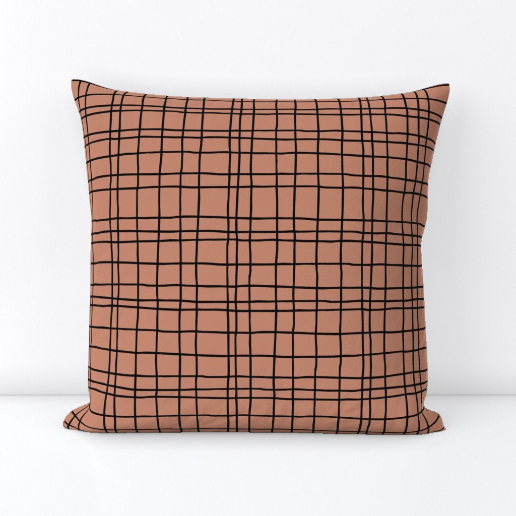 Minimal irregular stripes abstract linen lines geometric grid fall brown copper