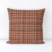 Minimal irregular stripes abstract linen lines geometric grid fall brown copper