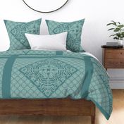 Peacock Feather & Butterfly Hawaiian Quilt-4 minagreen & bluegreens