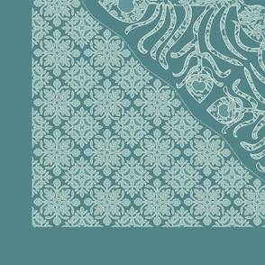 Peacock Feather & Butterfly Hawaiian Quilt-4 minagreen & bluegreens