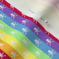 Rainbow Half Inch Skull and Crossbones Stripe