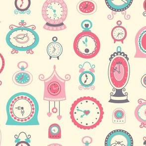 Retro Clocks in Pink & Teal