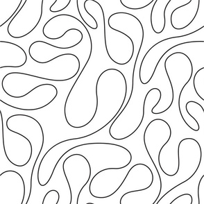 Retro Swilry Pattern Black and White Wavy Lines-01
