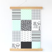 Hipster Giraffe//Mint - Wholecloth Cheater Quilt