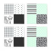 Hipster Giraffe//Mint - Wholecloth Cheater Quilt