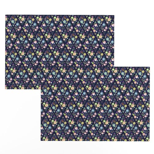 Flower diamonds navy