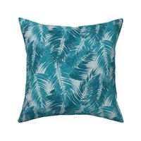 big tropical palm leaves in icy blues
