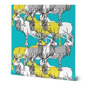 elks with dots (yellow and teal)