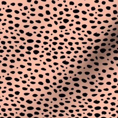 Cool abstract pebbles leopard dalmatian dots and spots scandinavian style design animal skin winter apricot black SMALL