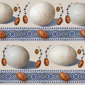 12x4-Inch Half-Brick Repeat of Small Pysanky Eggs - Chicken Goose Ostrich
