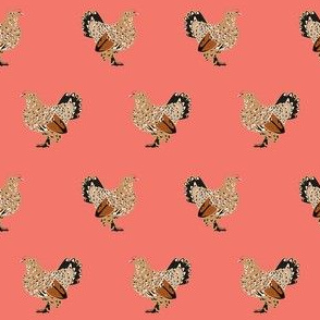belgian d'uccle chicken fabric -  chickens fabric, chicken breeds fabric, farm house, farmhouse fabric -  orange