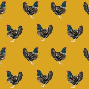 barnevelder chicken fabric - chickens fabric, chicken breed fabric, pet fabric, farm fabric, farm animals fabric, birds fabric, farmhouse - yellow