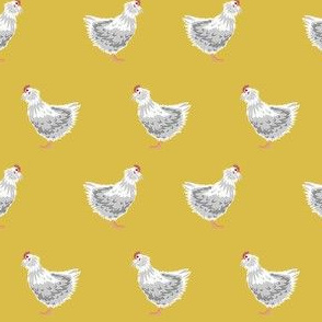 araucana chicken fabric, farmfabric - chicken breeds fabric, birds fabric, chicken design, farmhouse fabric - mustard