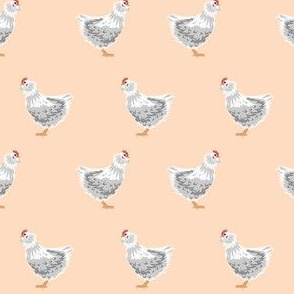 araucana chicken fabric, farmfabric - chicken breeds fabric, birds fabric, chicken design, farmhouse fabric - light peach