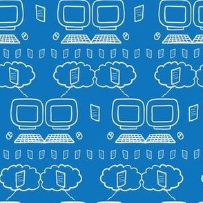  Hand drawn vector computer cloud server illustration. 