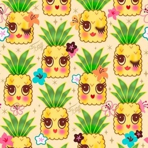 Happy Kawaii Cute Pineapples