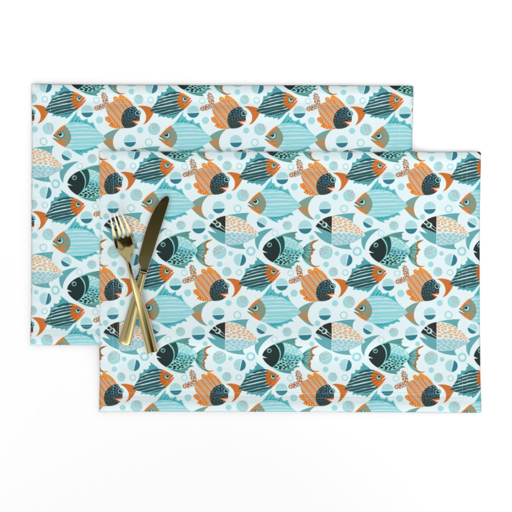 Blue Orange Fish Pattern