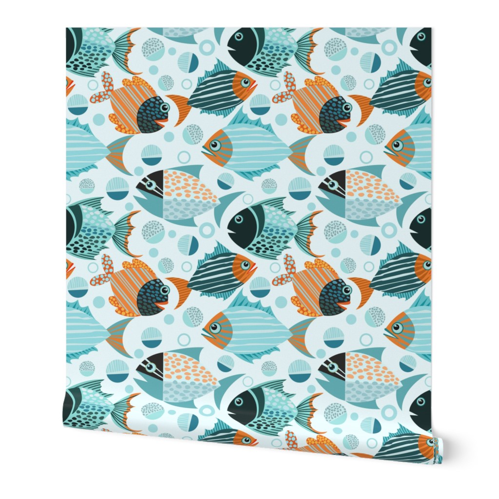 Blue Orange Fish Pattern