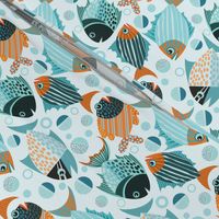 Blue Orange Fish Pattern