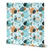 Blue Orange Fish Pattern