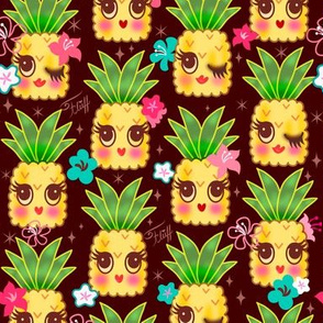 Happy Kawaii Cute Pineapples-Choco