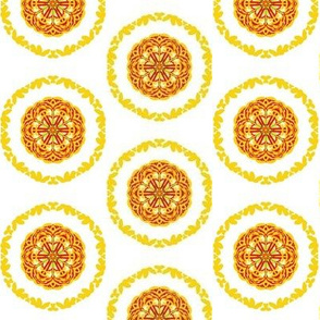  Little Lacy Blossoms in Leafy Gold Circles