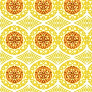 Gold Filigree Circles of Lacy Blossoms - Border Tiles