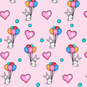 Ascending  Love/ Bunnies,Balloons hearts - Pink  