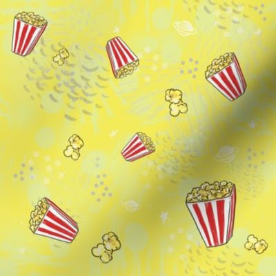 Popcorn Astroid  Novelty Fabric - Colorful Illustrated Design
