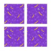 Big Dipper Bacon - Blue & Purple  Novelty Fabric - Colorful Illustrated Design