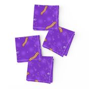Big Dipper Bacon - Blue & Purple  Novelty Fabric - Colorful Illustrated Design