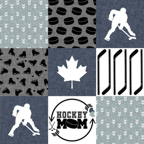 Hockey Mom//Blue - Wholecloth Cheater Quilt