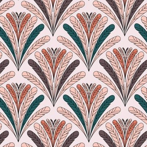 art deco feathers pink