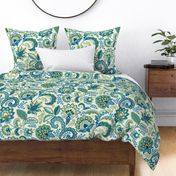 Paisley Floral Blue Green Large